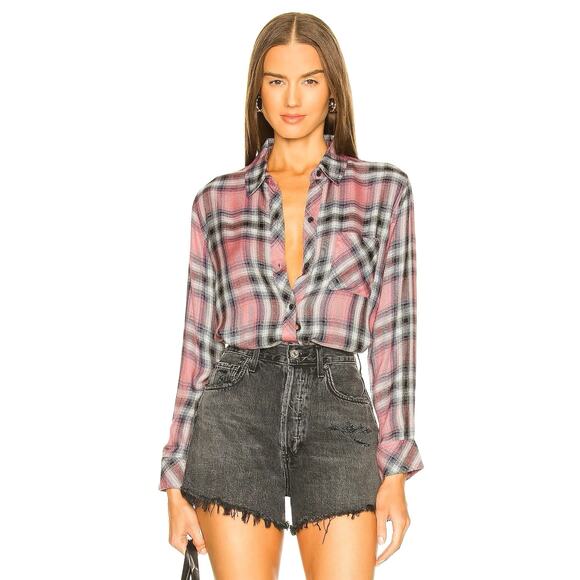 Revolve x Sanctuary Fireside Boyfriend Shirt in Chalet Plaid XL - Picture 1 of 5